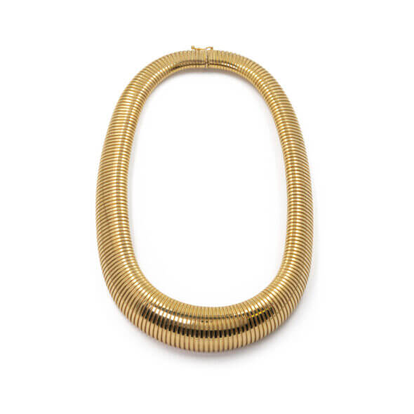 14 Karat Yellow Gold Retro Tapered Gas Pipe Necklace