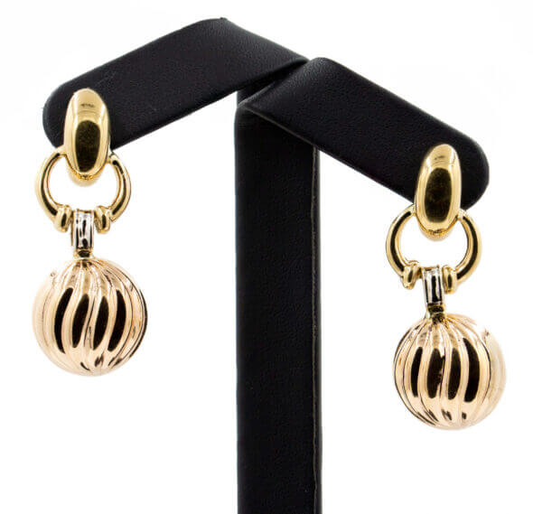 14 Karat Large Gold Ball dangle Earrings