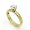 14 Karat Yellow Gold Satin Finish Diamond Engagement Ring