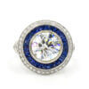 18 Karat White Gold Sapphire and Diamond Double Halo Semi Mount ONLY front view