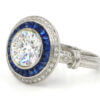 18 Karat White Gold Sapphire and Diamond Double Halo Semi Mount ONLY side view