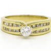 14 Karat Yellow Gold Double Channel Diamond Ring front view