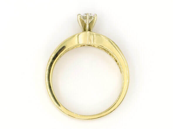 14 Karat Yellow Gold Double Channel Diamond Ring top view