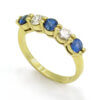 18 Karat Yellow Gold Five Stone Sapphire and Diamond Band