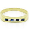 14 Karat Yellow Gold Sapphire and Diamond Squared Channel Band