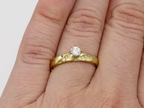 14 Karat Yellow Gold Diamond Engagement Ring