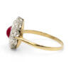 Platinum and 18 Karat Yellow Gold Cabochon Ruby and Diamond Teardrop