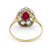 Platinum | 18 Karat Yellow Gold Cabochon Ruby and Diamond Teardrop