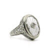 Carved Rock Crystal in 14k White Gold with Diamond