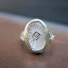 Carved Rock Crystal in 14k White Gold with Diamond