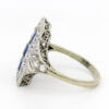 18 and 14 Karat White Gold Diamond and Sapphire Art Deco Dinner Ring side view