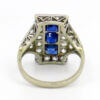 18 and 14 Karat White Gold Diamond and Sapphire Art Deco Dinner Ring back view