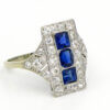 18 and 14 Karat White Gold Diamond and Sapphire Art Deco Dinner Ring