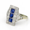 18 and 14 Karat White Gold Diamond and Sapphire Art Deco Dinner Ring