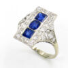 18 and 14 Karat White Gold Diamond and Sapphire Art Deco Dinner Ring