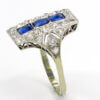 18 and 14 Karat White Gold Diamond and Sapphire Art Deco Dinner Ring top view
