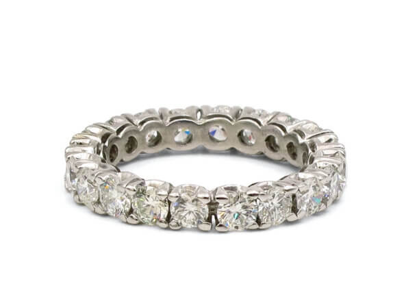 14 Karat White Gold 2.90 Carat Total Weight Diamond Eternity Band