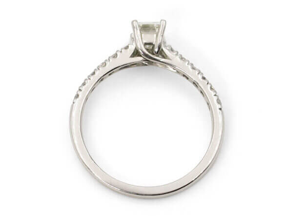Platinum 0.54 Carat Emerald Cut Diamond Ring top view