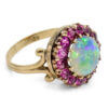 10 Karat Yellow Gold Victorian Opal and Pink Sapphire Halo Cocktail