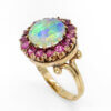 10 Karat Yellow Gold Victorian Opal and Pink Sapphire Halo Cocktail