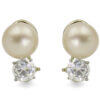 14 Karat Yellow Gold Pearl and Diamond Earrings