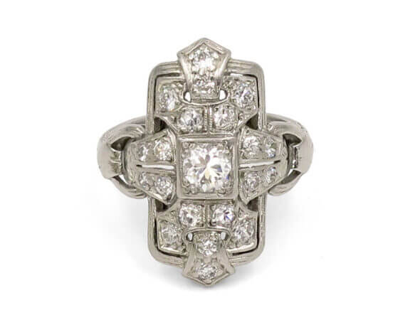 Platinum Diamond Art Deco Dinner Ring