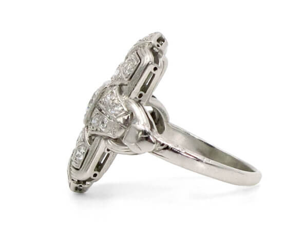 Platinum Diamond Art Deco Dinner Ring