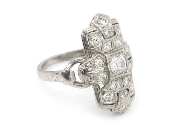 Platinum Diamond Art Deco Dinner Ring