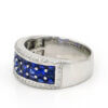 14 Karat White Gold Wide Diamond and Sapphire Band