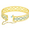 18 Karat Yellow Gold and Turquoise Cuff Bracelet