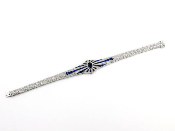 18 Karat White Gold Sapphire and Diamond Starburst Bracelet