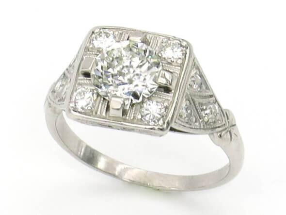 Platinum 1.08 Carat Art Deco Diamond Ring- GIA Report