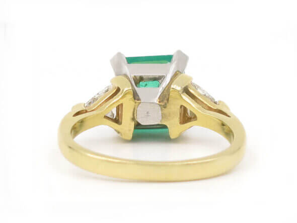 14 Karat Yellow Gold 2.62 Carat Emerald and Diamond Ring
