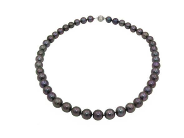 18 Inch Aubergine Natural Colored Tahitian Pearl Necklace