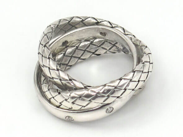 Alisa Woven Sterling Silver Rolling Ring with Diamond Accents