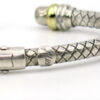 Silver and 18 Karat Yellow Gold Basket Weave Bracelet With Pavé Diamond End Caps stamped Alisa