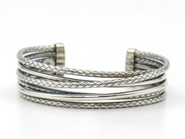 Sterling Silver Six Row Cuff Bracelet front view