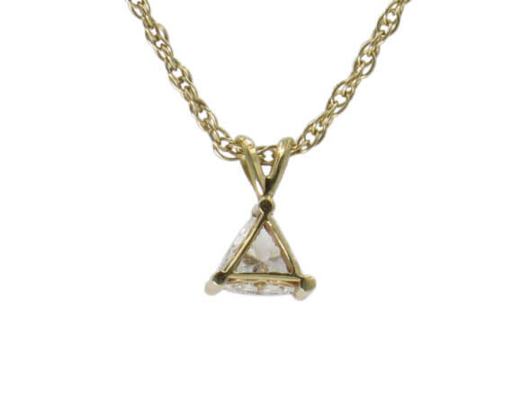14 Karat Yellow Gold Triangle Diamond Pendant back view