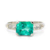 Platinum Emerald and Diamond Ring front view