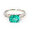Platinum Emerald and Diamond Ring top view