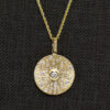 14 Karat Yellow Gold Diamond Set Disc Necklace