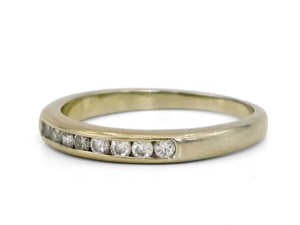 14 Karat White Gold Channel Set Diamond Band