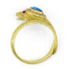 18 Karat Yellow Gold Snake ring with Opal | Diamonds top view