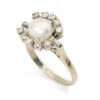 14 Karat White Gold Pearl and Diamond Ring