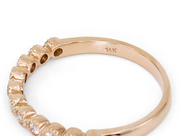 14 Karat Rose Gold and Diamond Band zoomed in on stamp