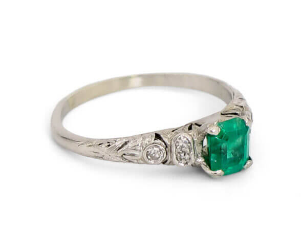 Platinum 1.02 Carat Emerald and Diamond Ring