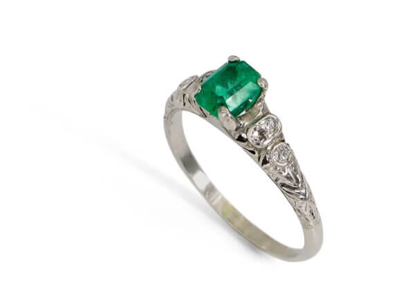 Platinum 1.02 Carat Emerald and Diamond Ring