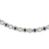 14 Karat White Gold Alternating Sapphire and Diamond Bubble Band lying flat zoomed in