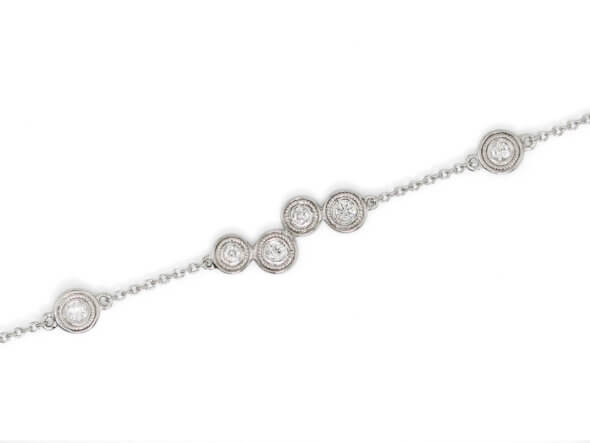 14 Karat White Gold 0.55 Carat Diamond Bezel Set Bracelet