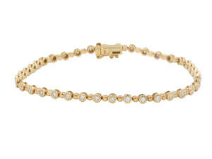 14 Karat Rose Gold Bezel Set Diamond Bracelet front view